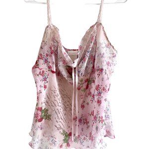 Secret Treasures NWOT Pink Floral Lacy Ribbon Sheer Sleep Wear Night Tank L: $20